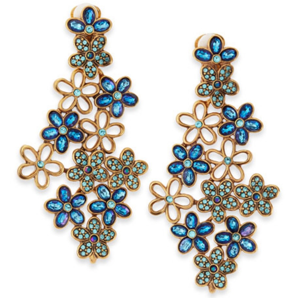 Oscar de la Renta Crystal Daisy Clip-On Earrings